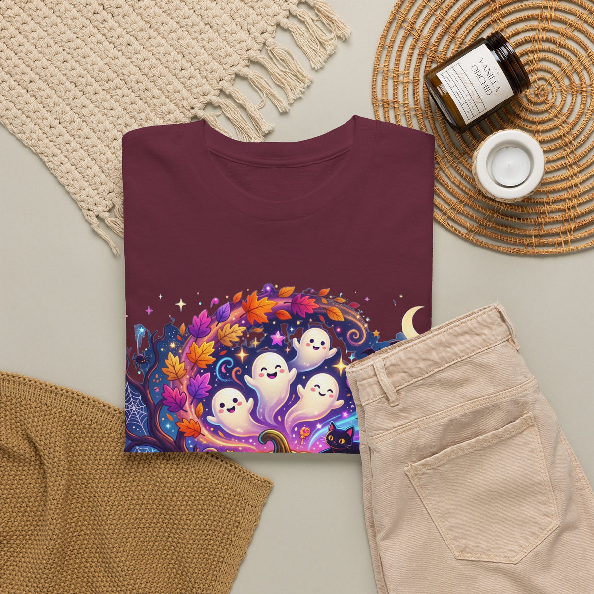 Halloween Pumpkin & Ghosts T-Shirt — Cute Spooky Jack-O'-Lantern Tee