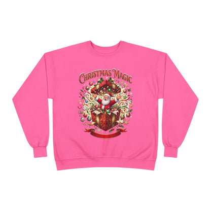 Christmas Magic Crewneck Sweatshirt — Santa Gift Box Holiday Pullover