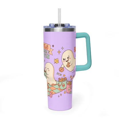 40oz Tumbler – “Ghouls Just Wanna Have Fun” Halloween Ghosts & Pumpkins