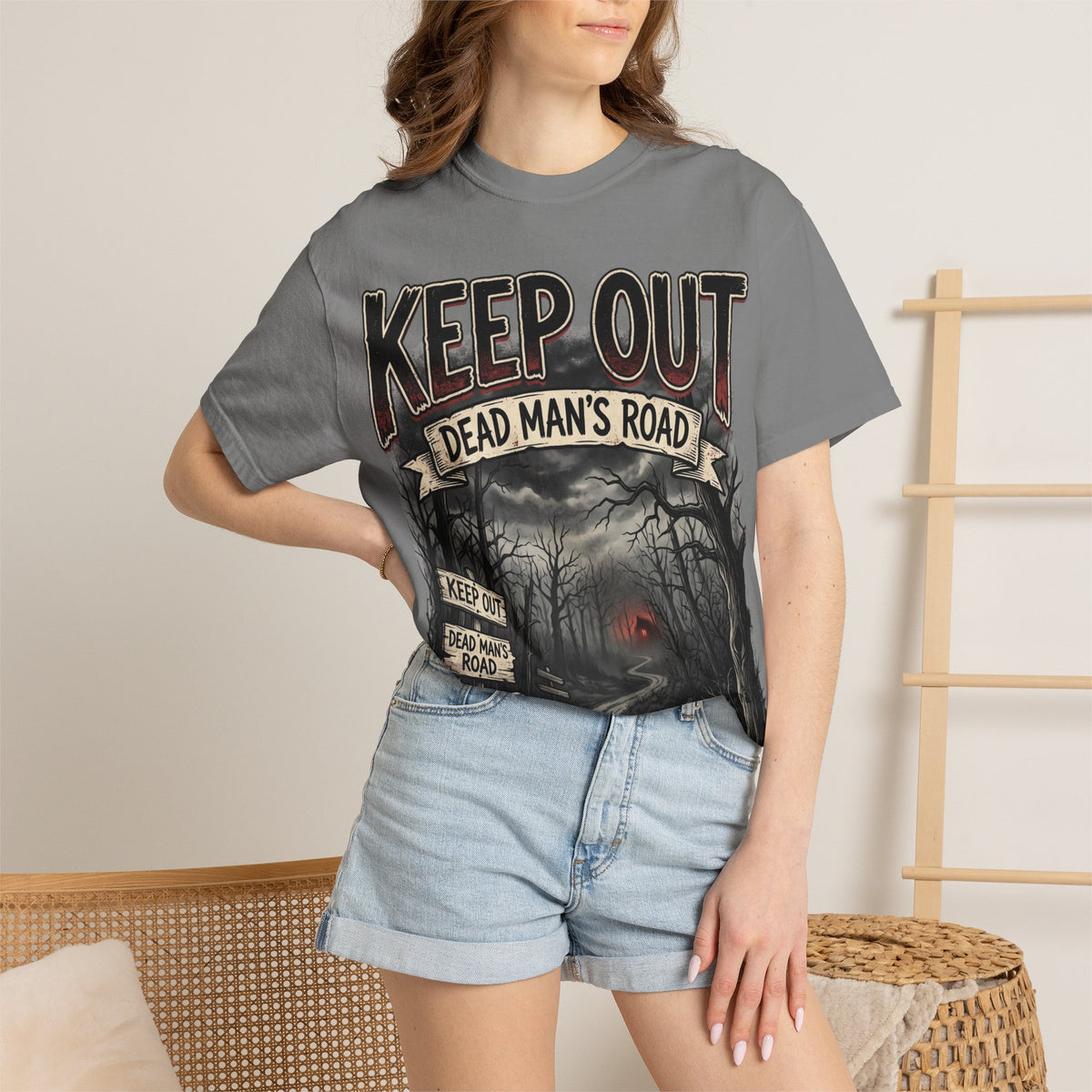 Keep Out "Dead Man's Road" T-Shirt — Spooky Haunted Road Graphic Tee