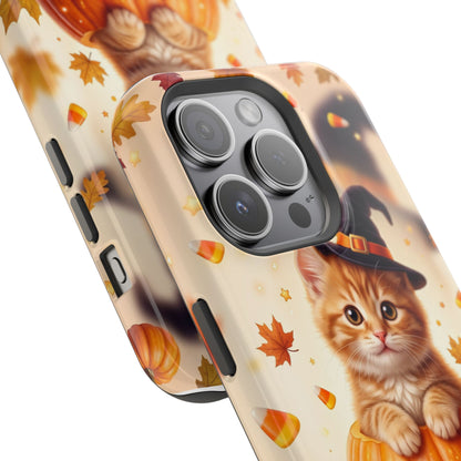 Halloween Kitten Pumpkin Phone Case — Magnetic Impact-Resistant