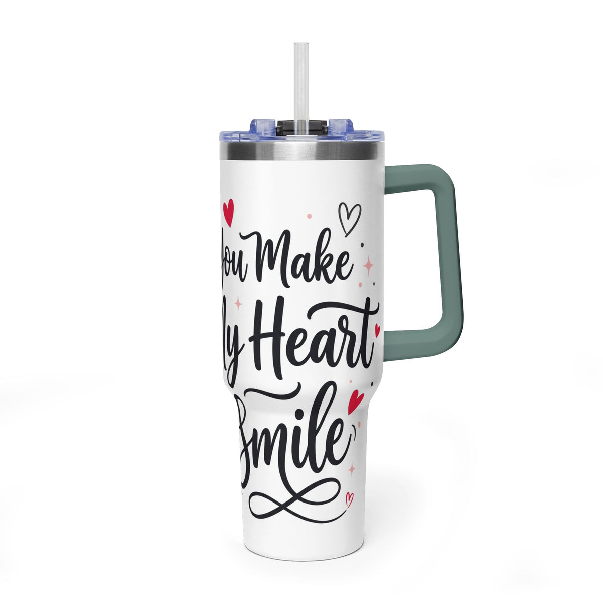 40oz Love-Themed Thermal Tumbler with Handle