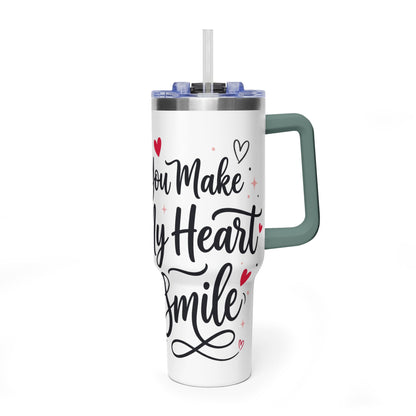 40oz Love-Themed Thermal Tumbler with Handle