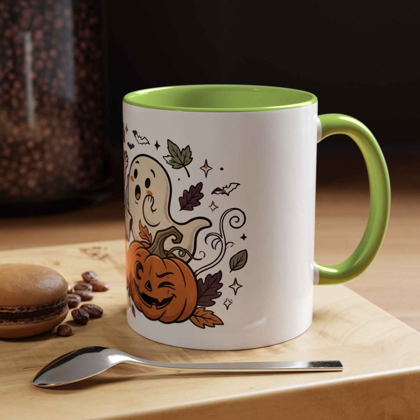 Halloween Ghosts & Pumpkins Coffee Mug — Cute Spooky Accent Mug (11/15oz)