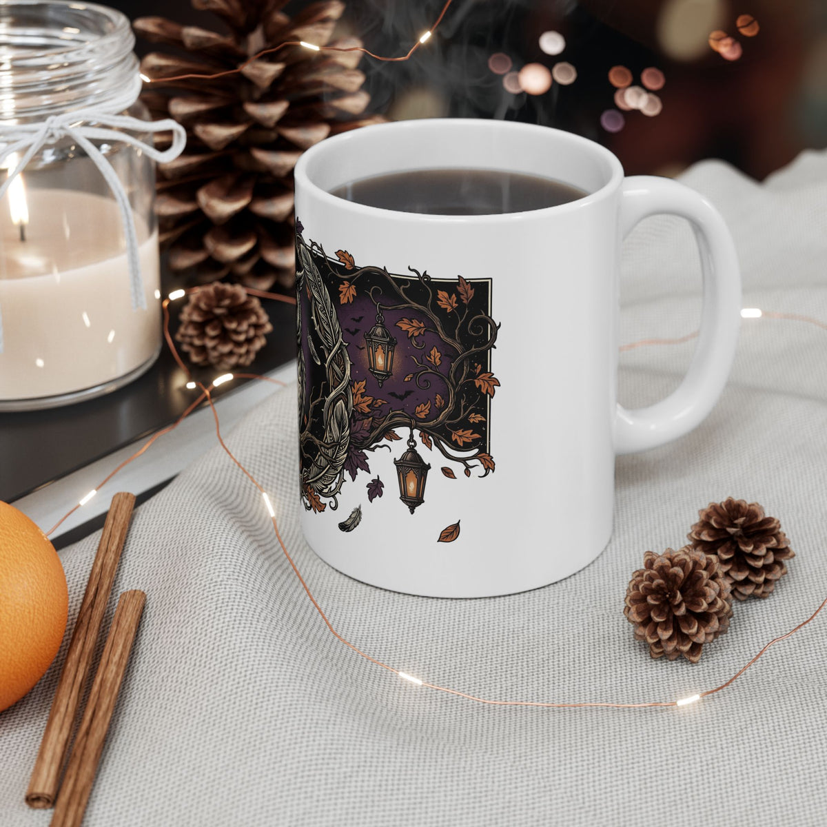 Owl Crest Ceramic Mug — Mystical Forest Owl Coffee Cup (11oz & 15oz)