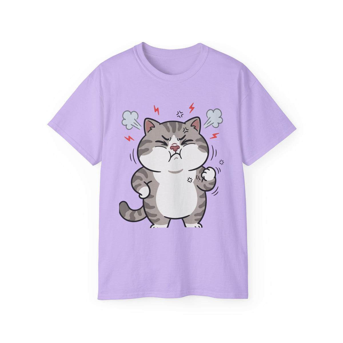 Angry Cute Cat T-Shirt — Cartoon Grumpy Kitty Graphic Tee