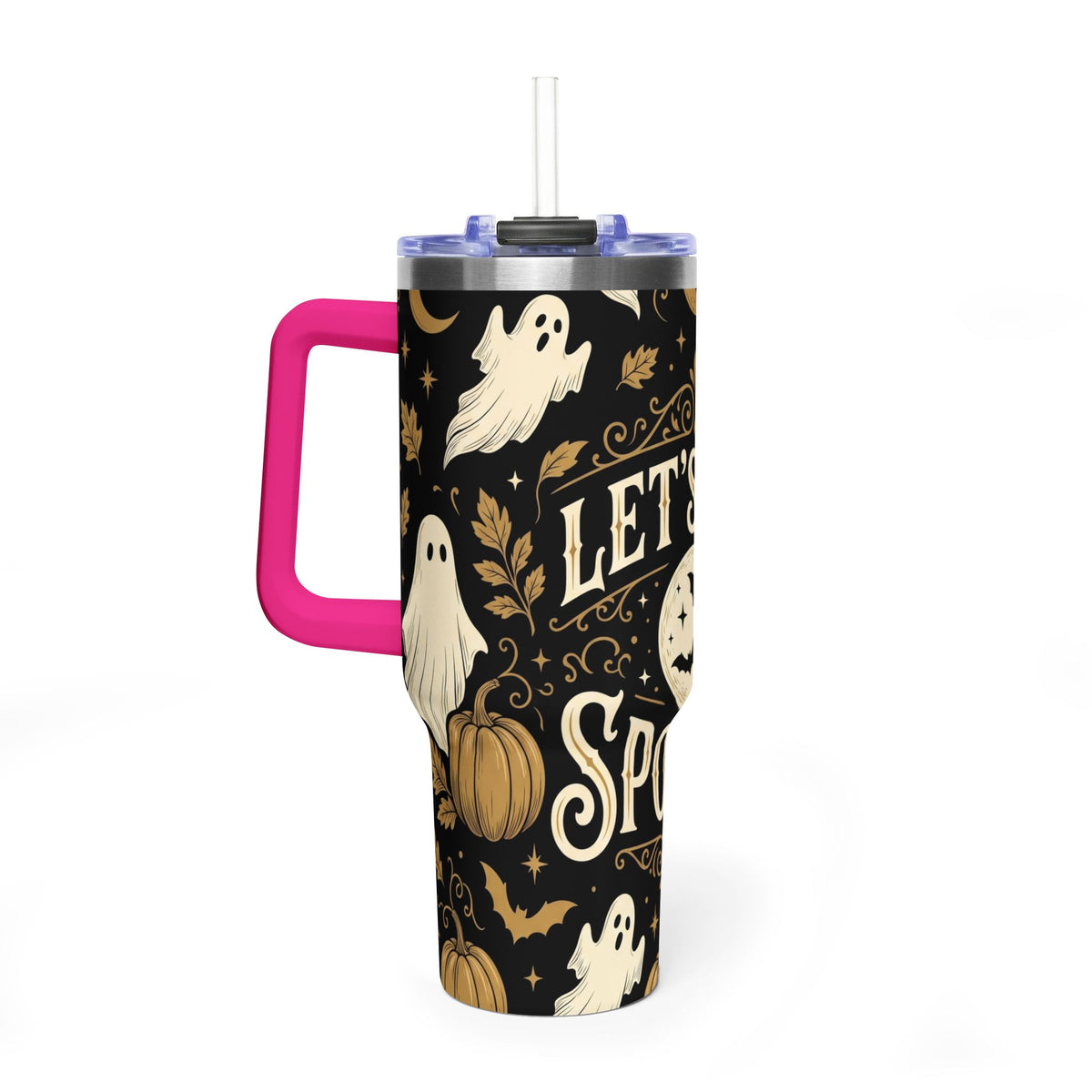 Let’s Get Spooky Halloween Ghosts & Pumpkins 40oz Thermal Tumbler