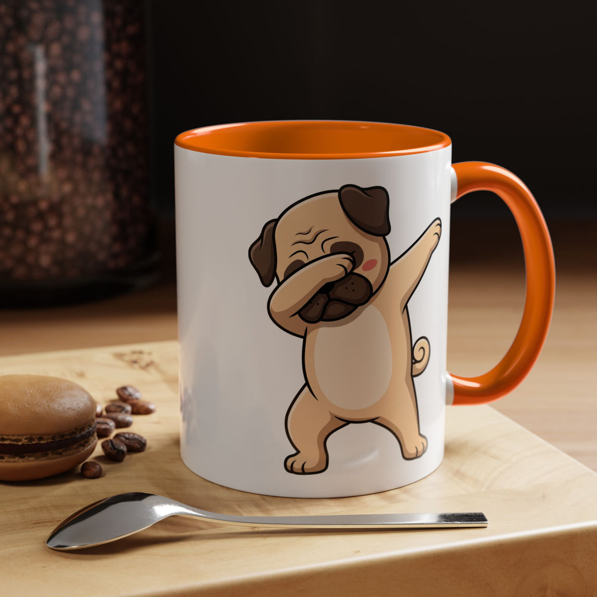 Dabbing Pug Coffee Mug — Cute Dog Accent Mug (11/15 oz)