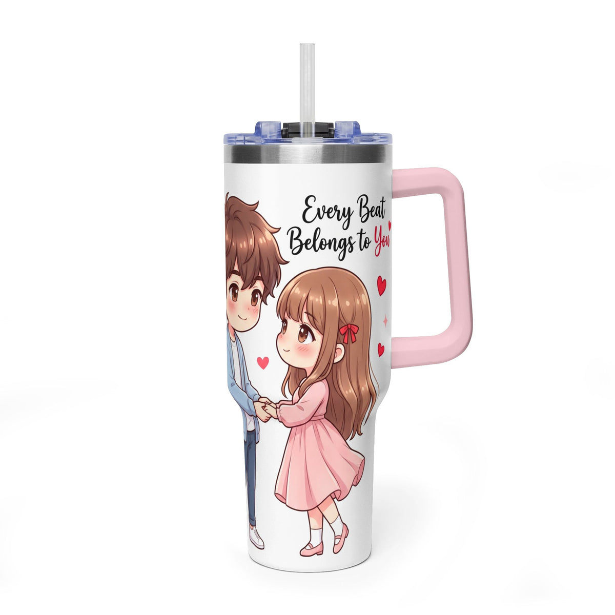 Cute Anime Boy Love Hearts 40oz Travel Tumbler
