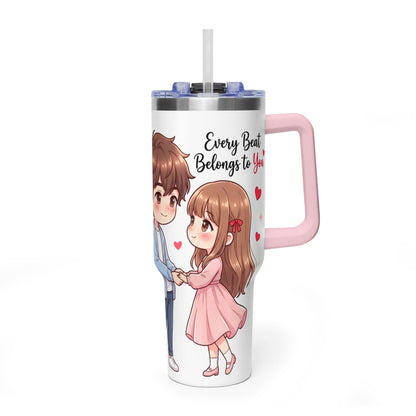 Cute Anime Boy Love Hearts 40oz Travel Tumbler