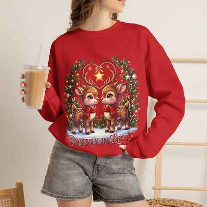 Reindeer In Love Sweatshirt – Cute Christmas Couple Deer Holiday Crewneck