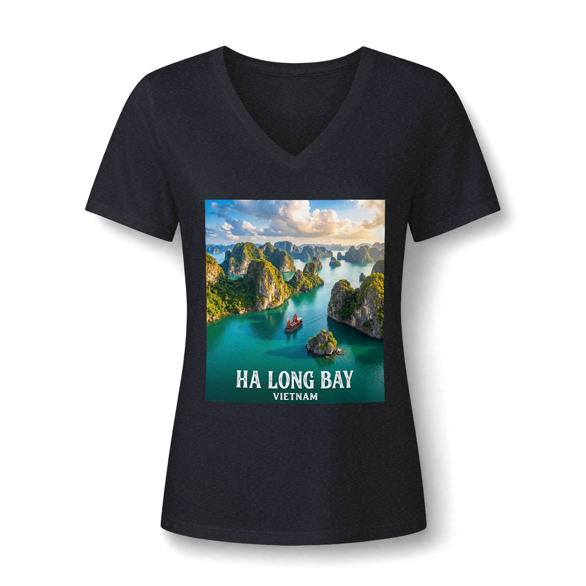 Ha Long Bay Vietnam V-Neck Tee – Scenic Travel Souvenir Tee