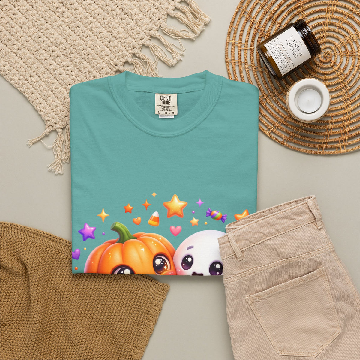 Halloween Pumpkin & Ghost T-Shirt — Cute Spooky Friends Graphic Tee