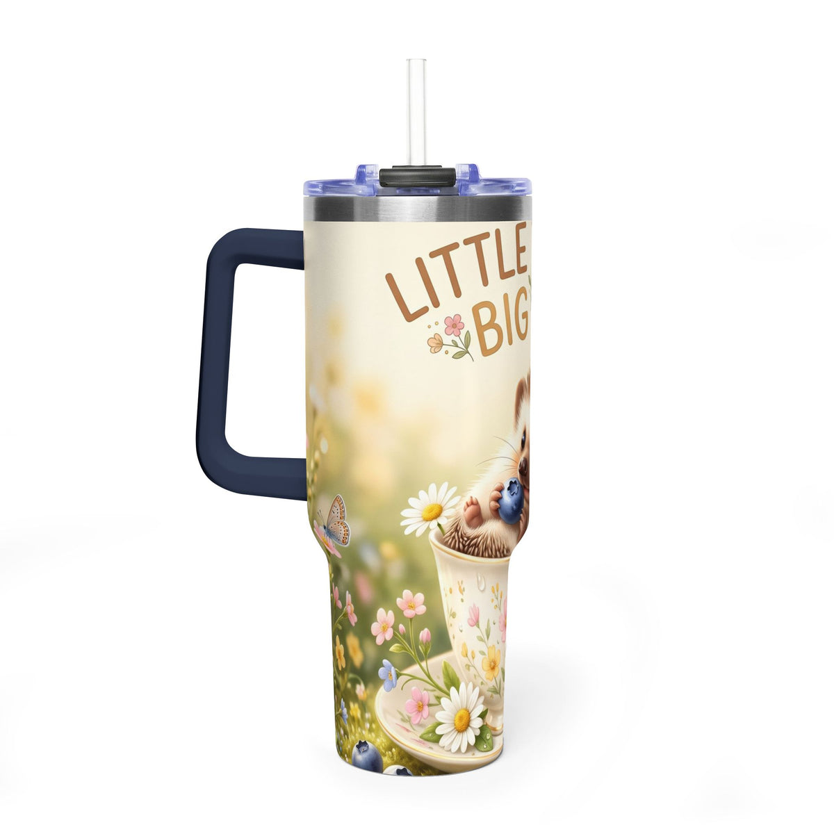 Little Things Big Joy Hedgehog Floral 40oz Thermal Tumbler