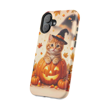 Halloween Kitten Pumpkin Phone Case — Magnetic Impact-Resistant