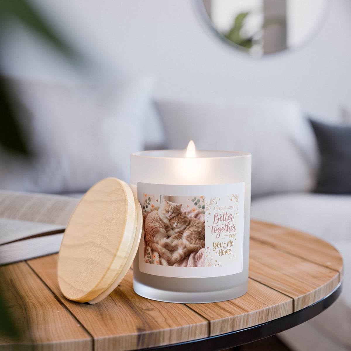 Cozy Cat 'Better Together' Frosted Glass Candle — 11oz