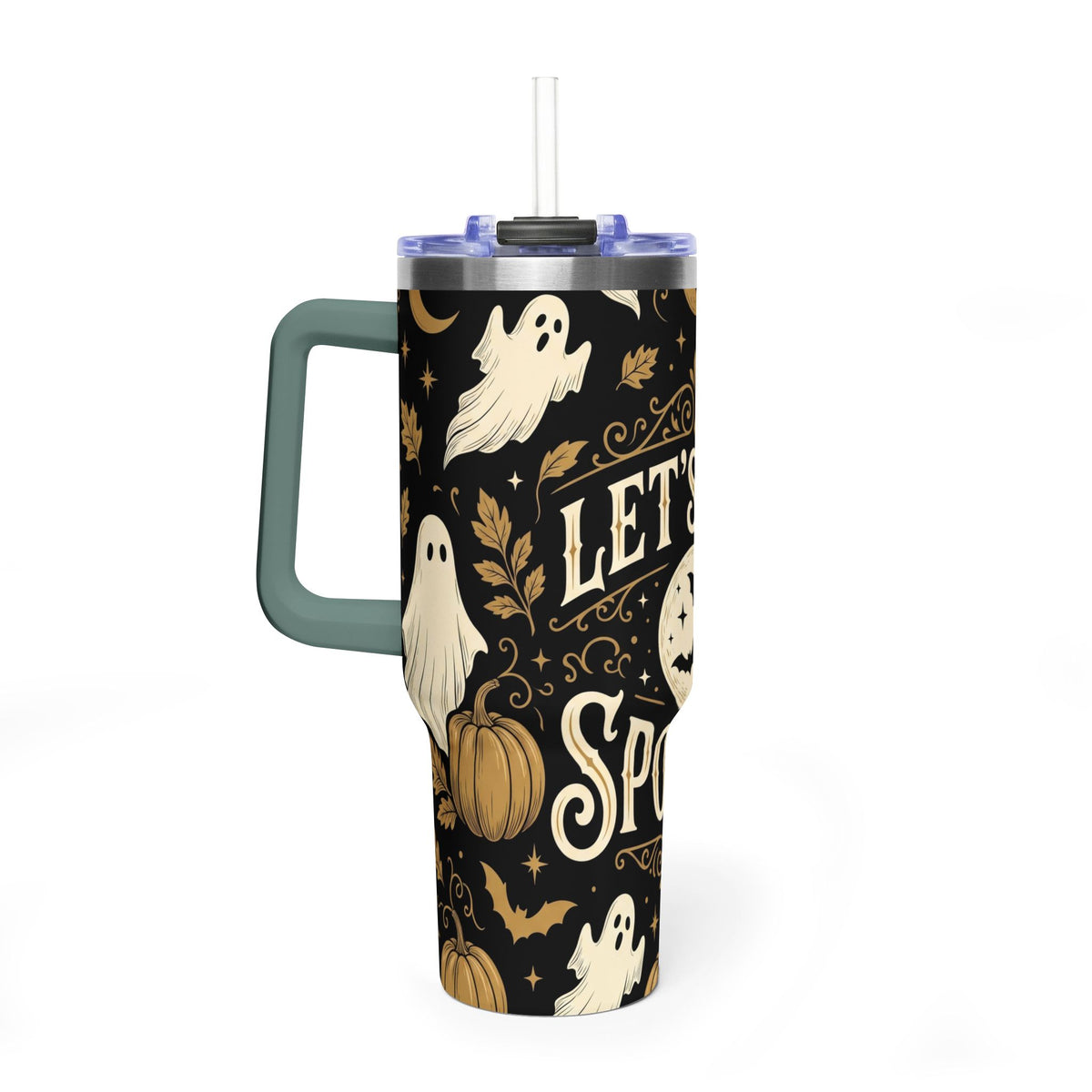 Let’s Get Spooky Halloween Ghosts & Pumpkins 40oz Thermal Tumbler