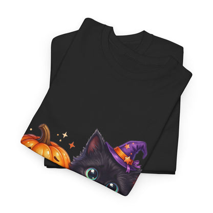 Halloween Black Kitten & Pumpkin T-Shirt