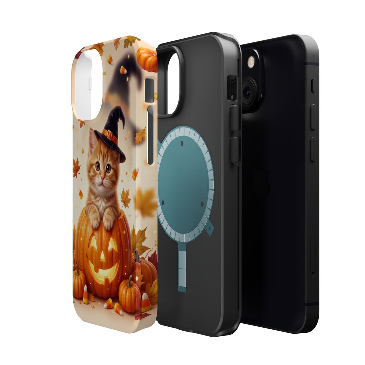 Halloween Kitten Pumpkin Phone Case — Magnetic Impact-Resistant