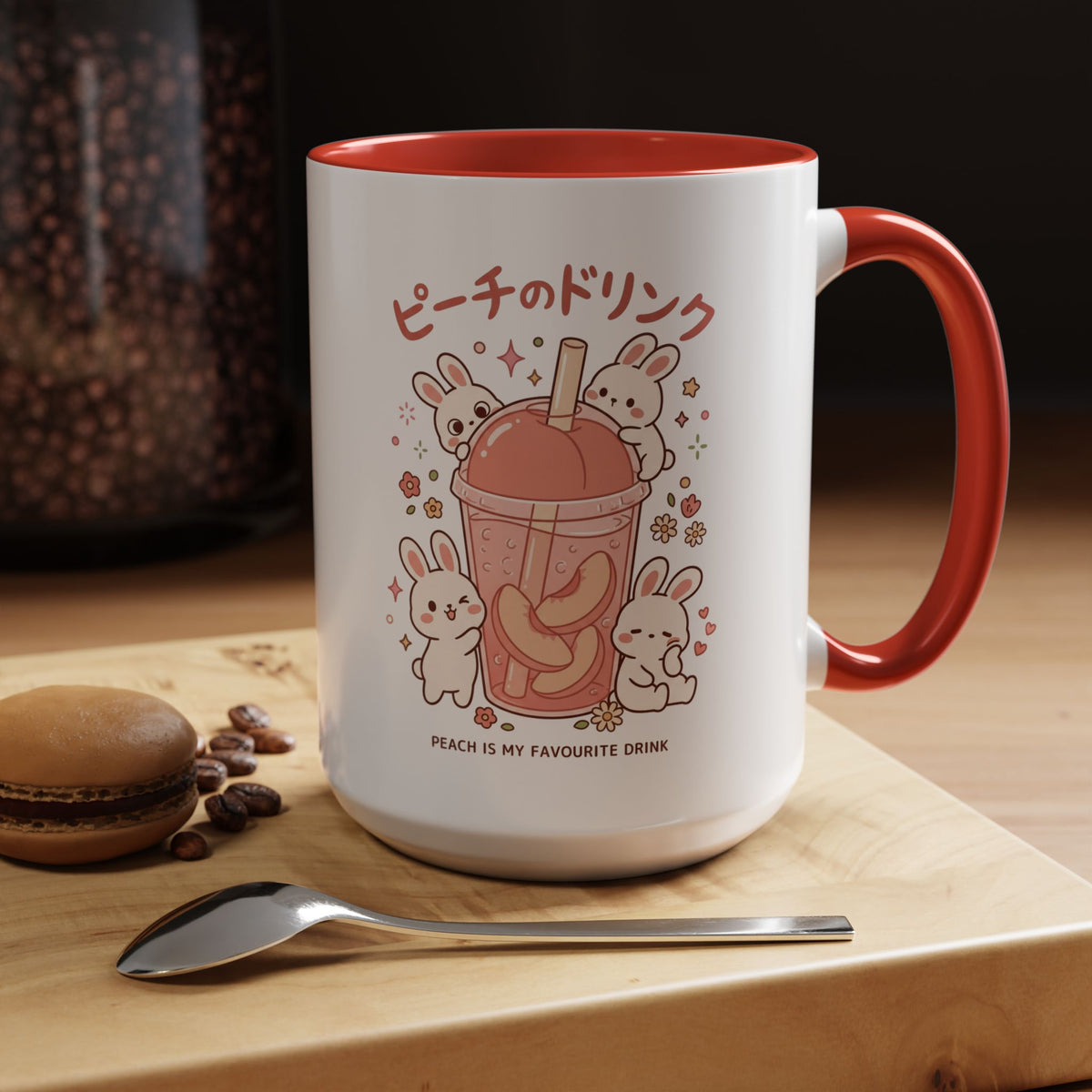 Peach Drink Bunny Mug — Cute Kawaii Coffee Tea Cup (11/15oz)