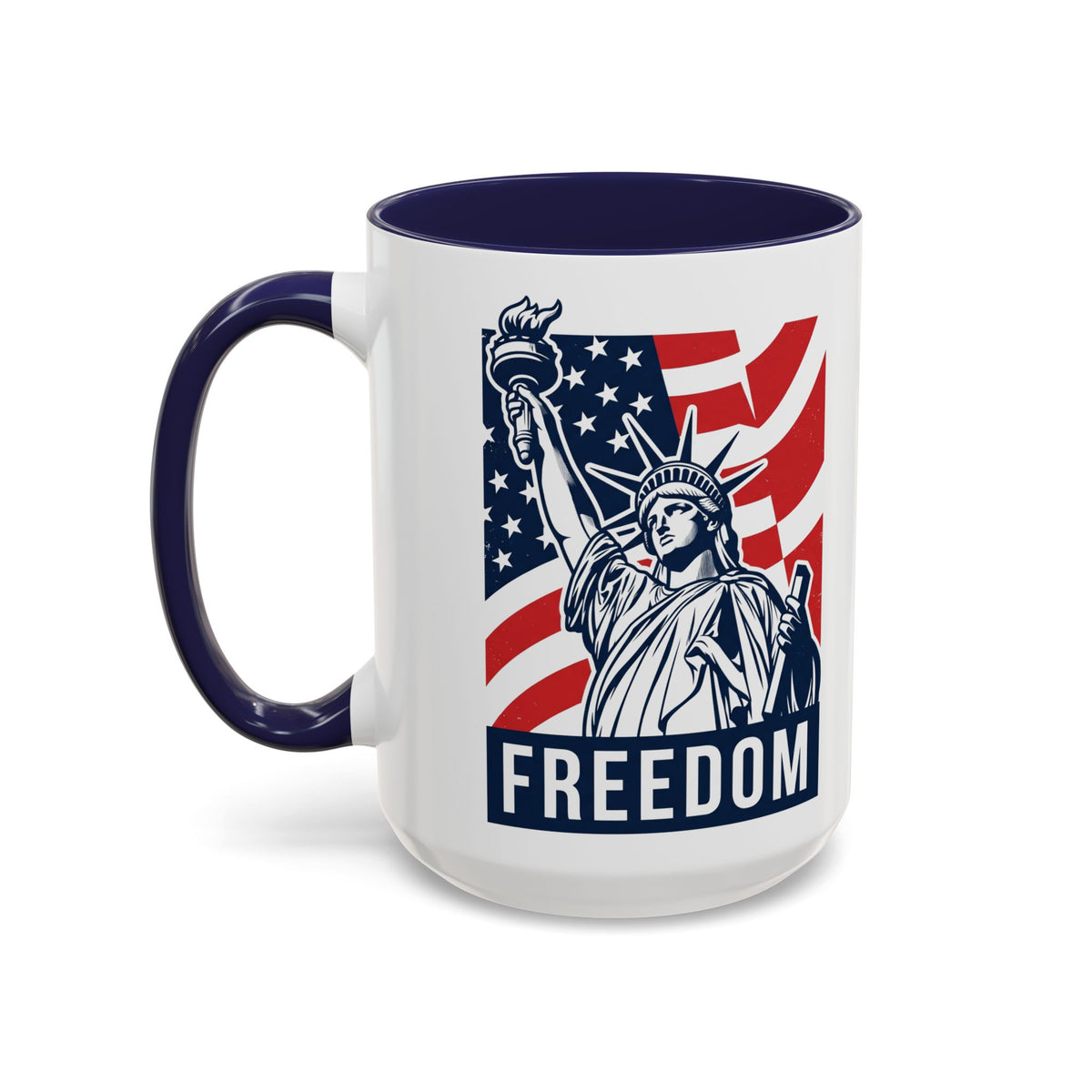 Freedom Statue Accent Coffee Mug — Patriotic Liberty 11/15oz