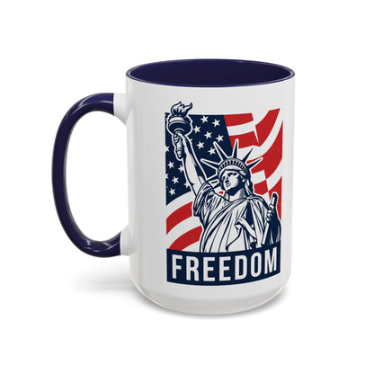 Freedom Statue Accent Coffee Mug — Patriotic Liberty 11/15oz