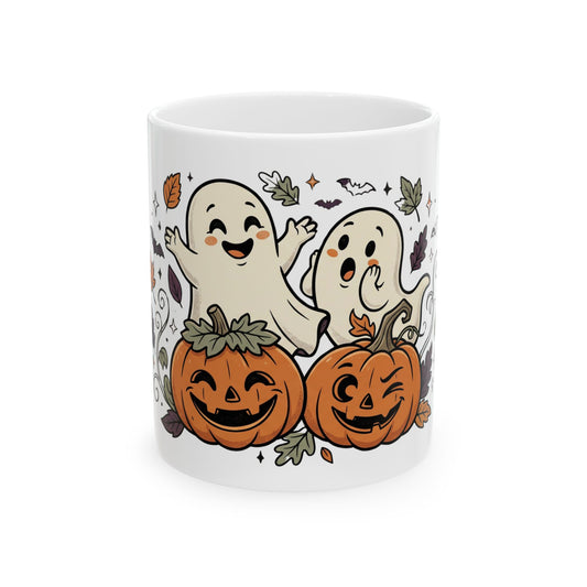 Halloween Ghosts & Jack-O'-Lantern Ceramic Mug (11oz, 15oz)
