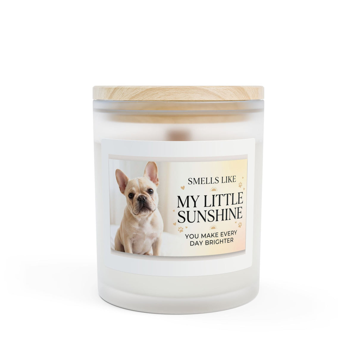 My Little Sunshine Frosted Glass Candle — 11 oz Scented Candle with Dog Photo Label