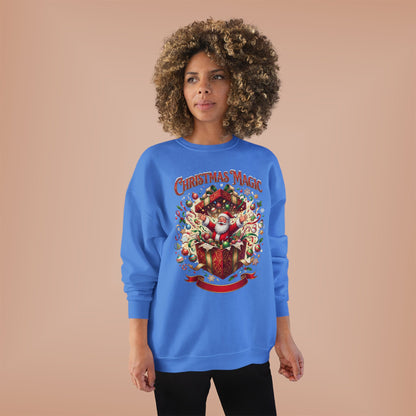 Christmas Magic Crewneck Sweatshirt — Santa Gift Box Holiday Pullover