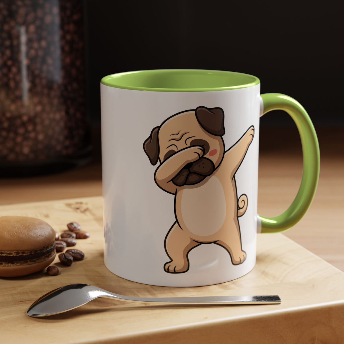 Dabbing Pug Coffee Mug — Cute Dog Accent Mug (11/15 oz)