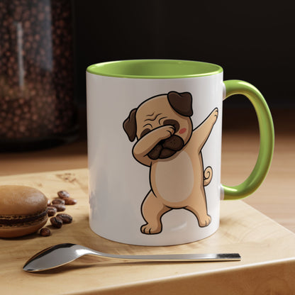Dabbing Pug Coffee Mug — Cute Dog Accent Mug (11/15 oz)