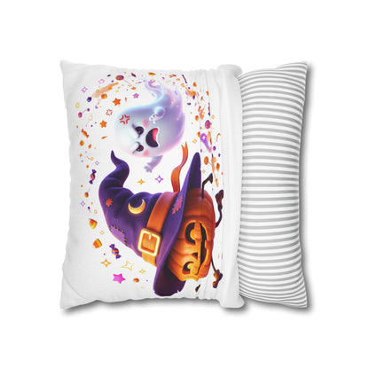 Halloween Pumpkin & Ghost Pillowcase — Cute Spooky Decorative Throw Pillow