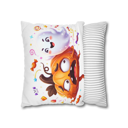 Halloween Pumpkin & Ghost Throw Pillowcase — Cute Spooky Decorative Pillow
