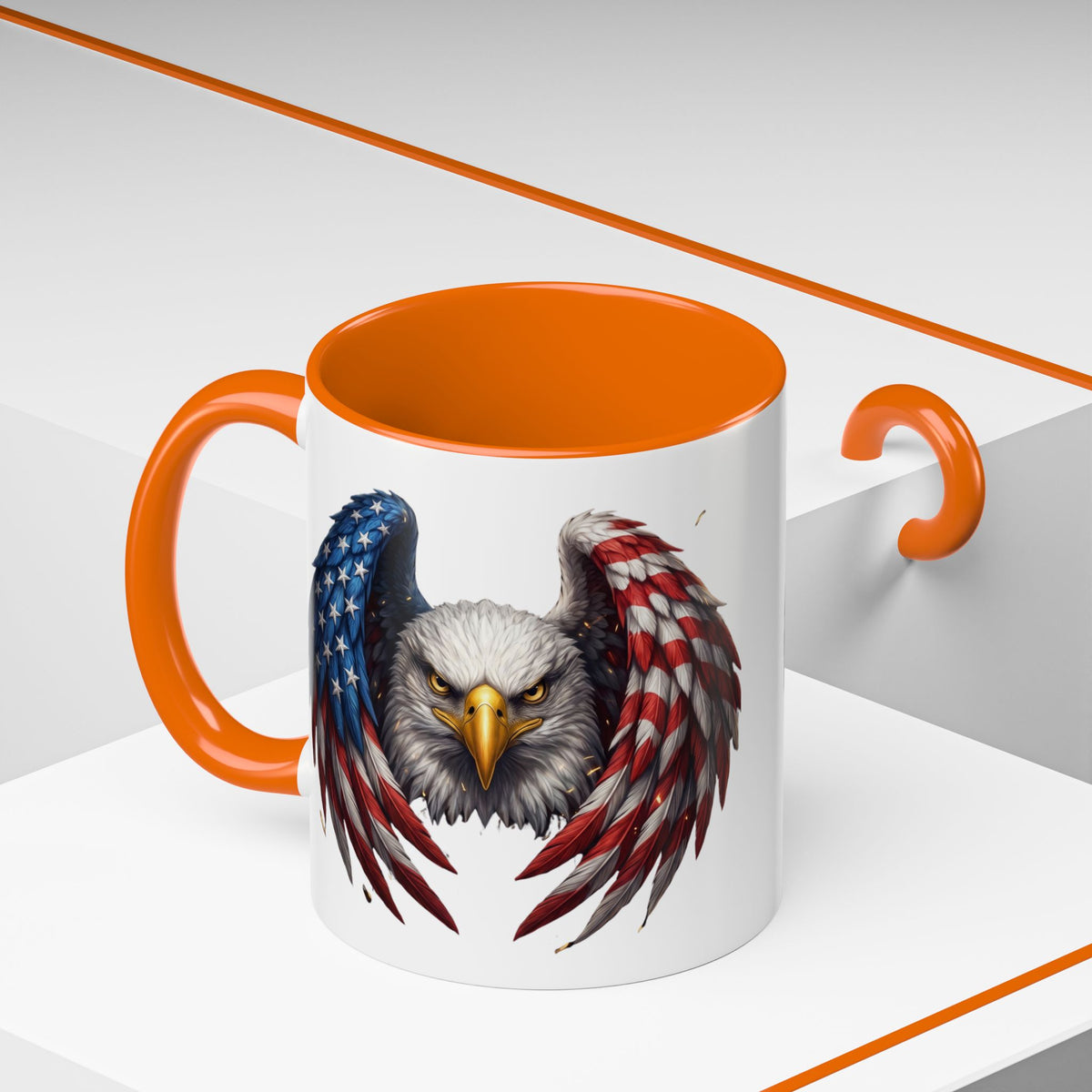 American Flag Eagle Coffee Mug – Patriotic Bald Eagle Accent Mug (11/15 oz)