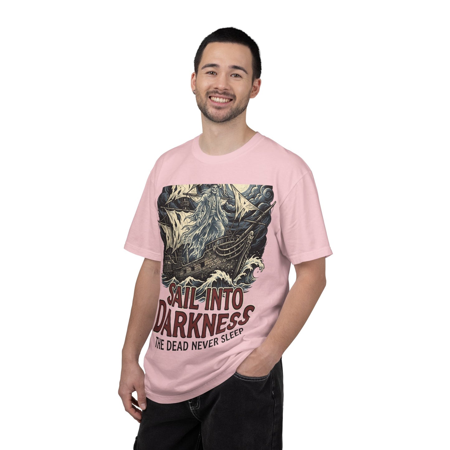 Sail Into Darkness Graphic T-Shirt — Gothic Pirate Skull Crew Tee