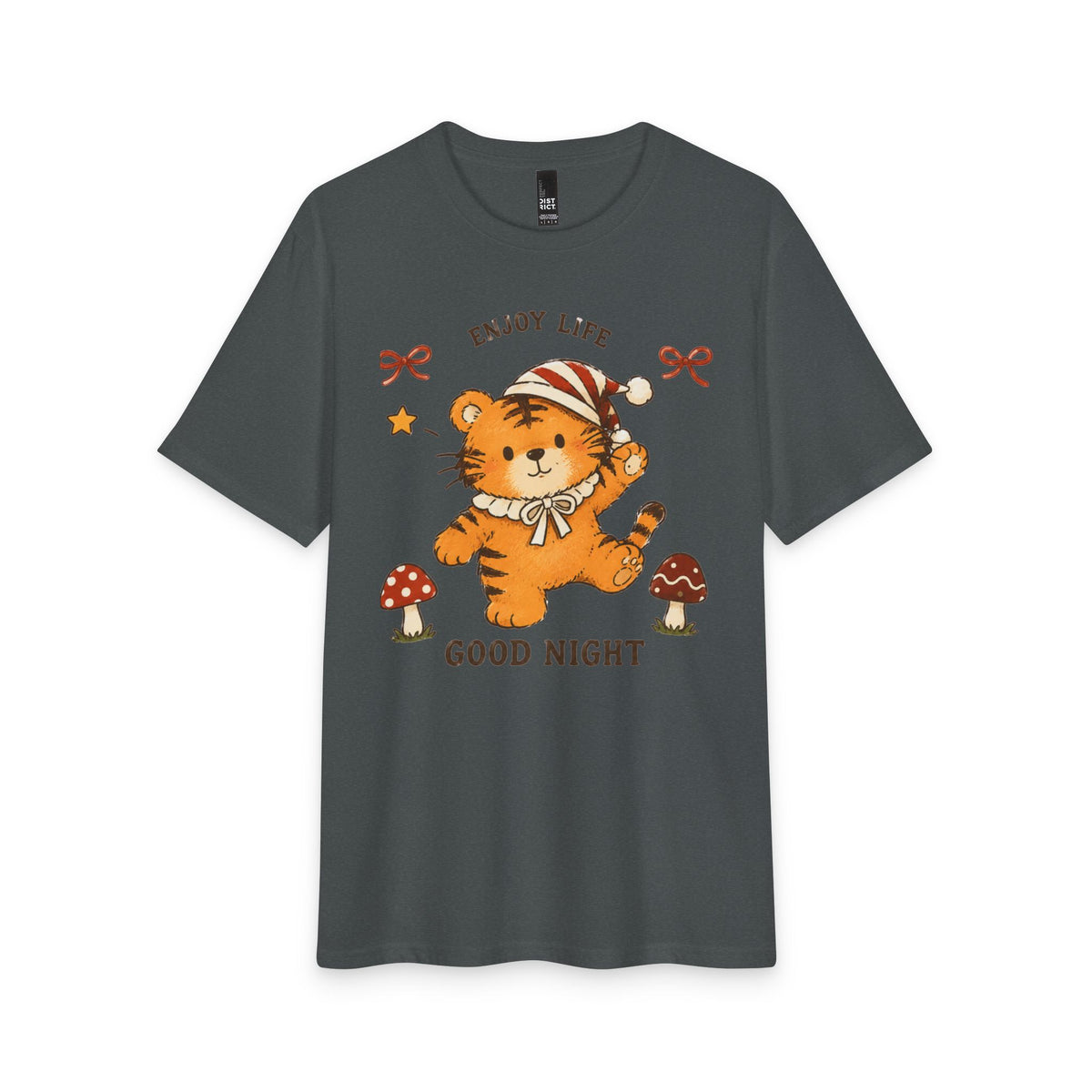 Cute Sleepy Tiger Tee – "Enjoy Life, Good Night" Graphic T-Shirt
