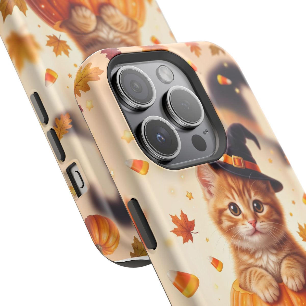 Halloween Kitten Pumpkin Phone Case — Magnetic Impact-Resistant