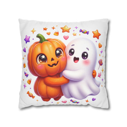 Cute Halloween Pumpkin & Ghost Pillowcase — Spooky Kawaii Decor