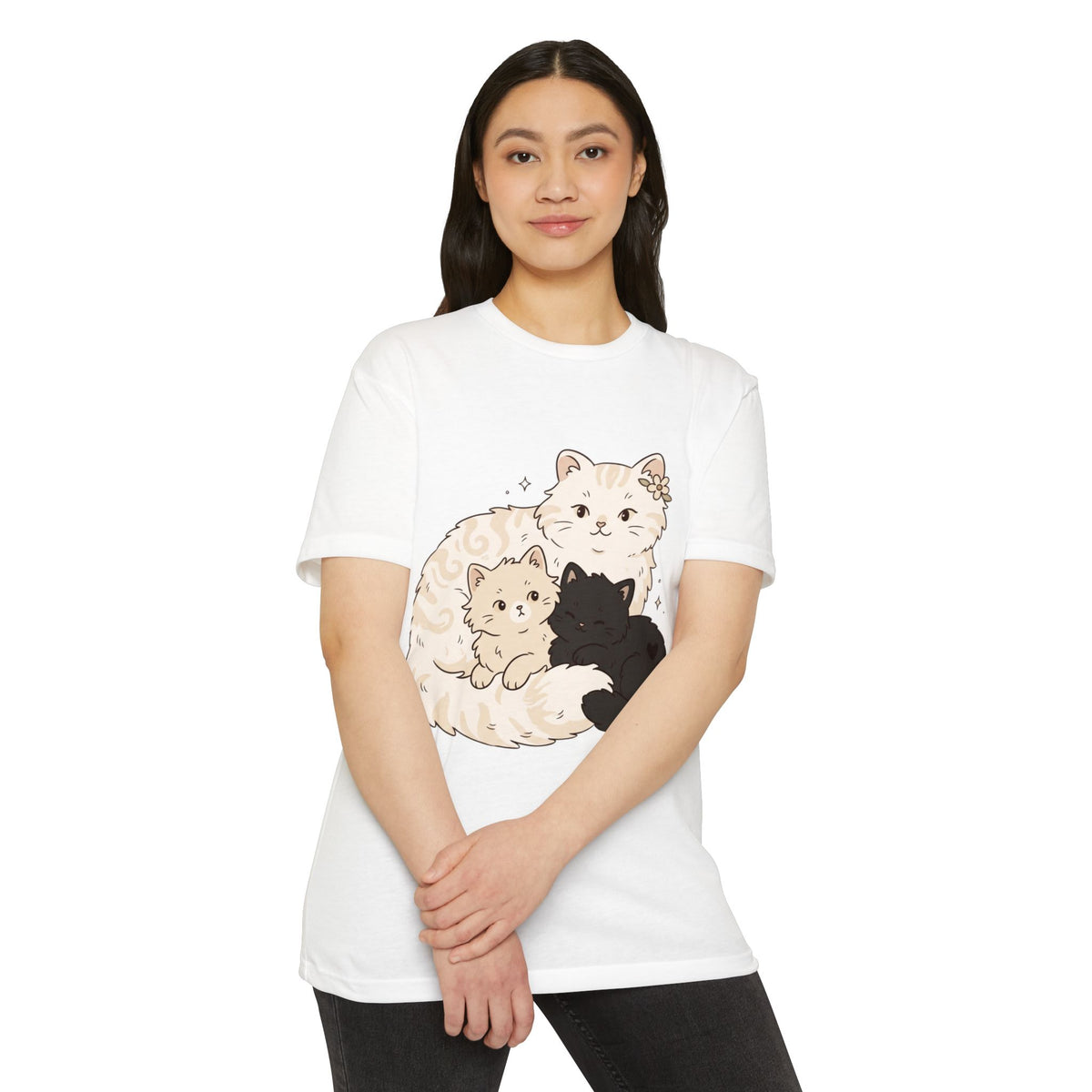 Cat Family Graphic Tee — Cute Mama Cat with Kittens T-Shirt