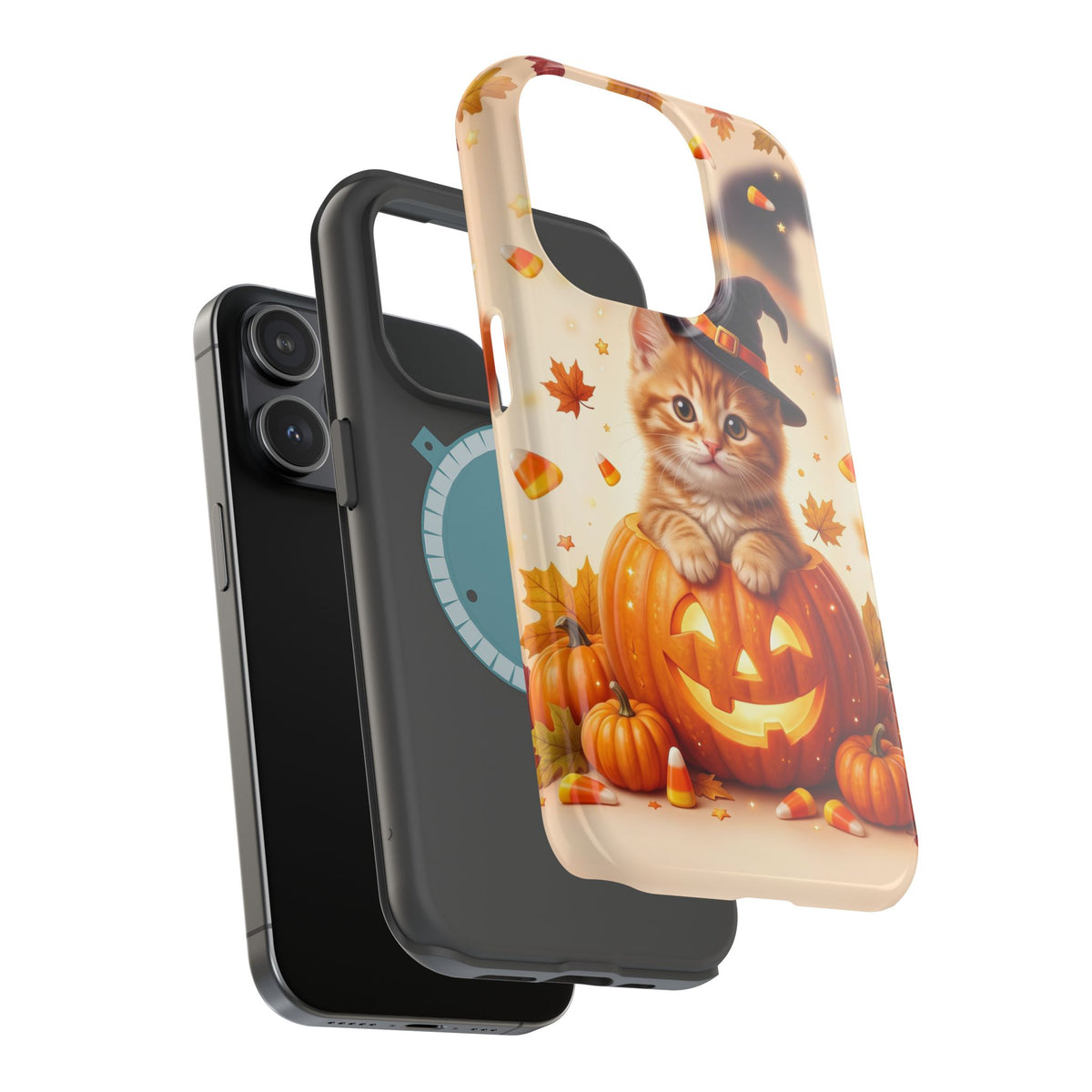 Halloween Kitten Pumpkin Phone Case — Magnetic Impact-Resistant