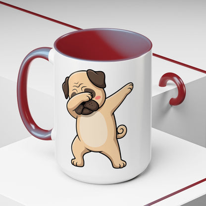 Dabbing Pug Coffee Mug — Cute Dog Accent Mug (11/15 oz)