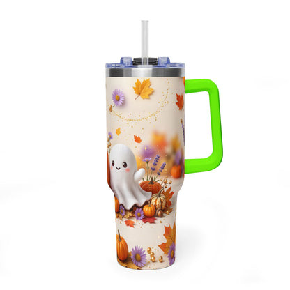 40oz Halloween Cat Vacuum Tumbler with Pumpkin