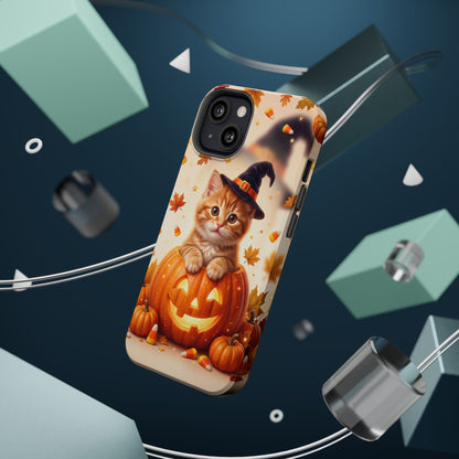 Halloween Kitten Pumpkin Phone Case — Magnetic Impact-Resistant