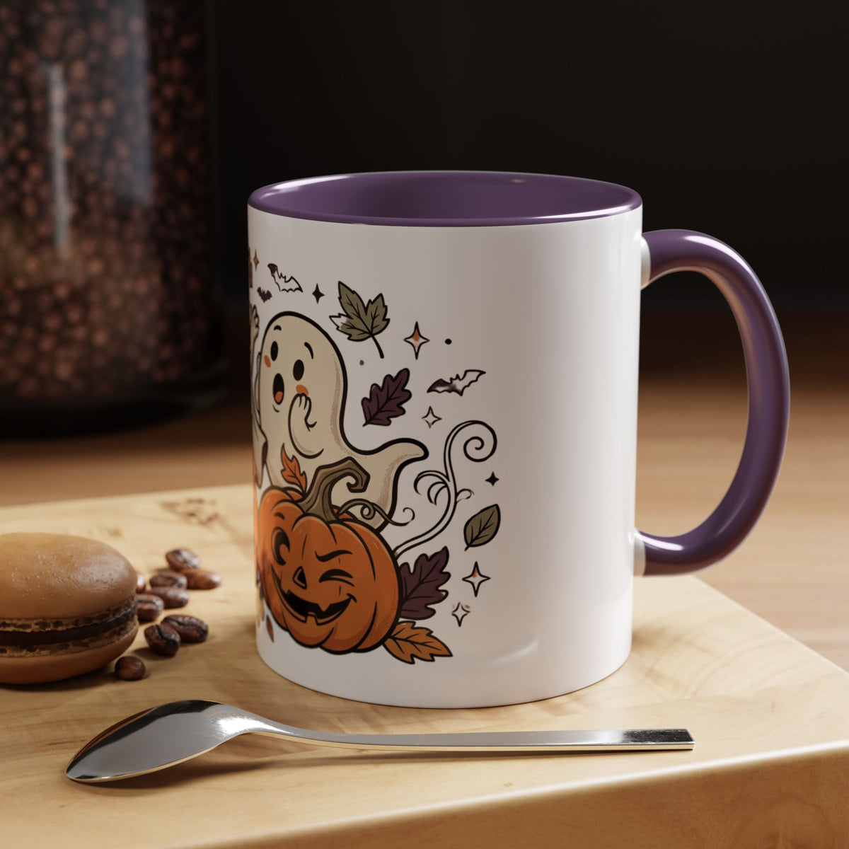 Halloween Ghosts & Pumpkins Coffee Mug — Cute Spooky Accent Mug (11/15oz)