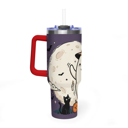 40oz Halloween Ghost Thermal Tumbler with Pumpkin and Black Cat