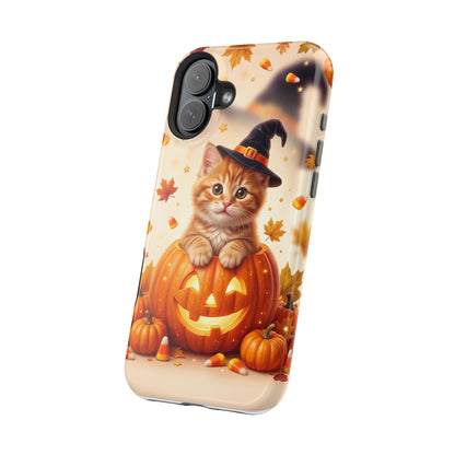 Halloween Kitten Pumpkin Phone Case — Magnetic Impact-Resistant