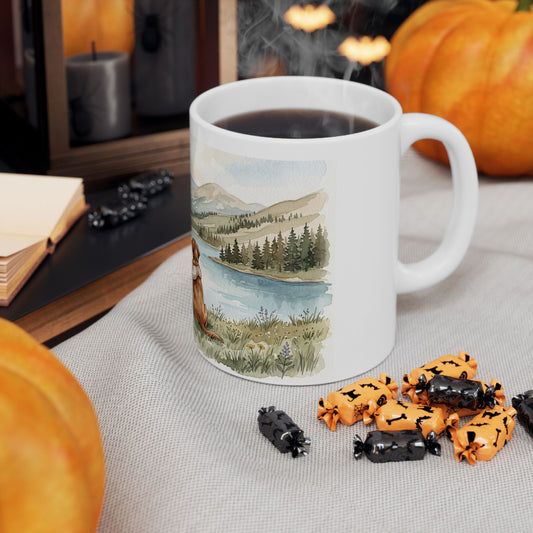 Cozy Mountain Lake - Gifts For Dog Lovers - Woman And Dog Forever By Your Side (Custom Mug) - Personalized Mug