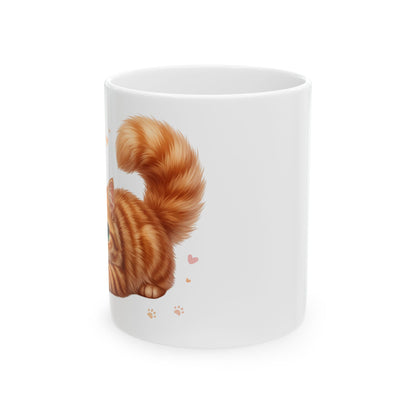 Cute Ginger Cat Ceramic Mug (11oz & 15oz) – Paw Print Love Coffee Cup
