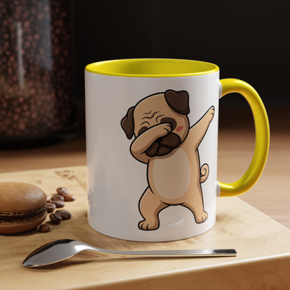 Dabbing Pug Coffee Mug — Cute Dog Accent Mug (11/15 oz)
