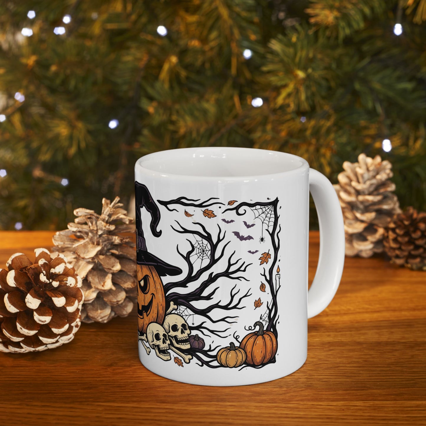 Halloween Pumpkin Witch Mug — Spooky Jack-O'-Lantern Ceramic Coffee Cup (11oz, 15oz)